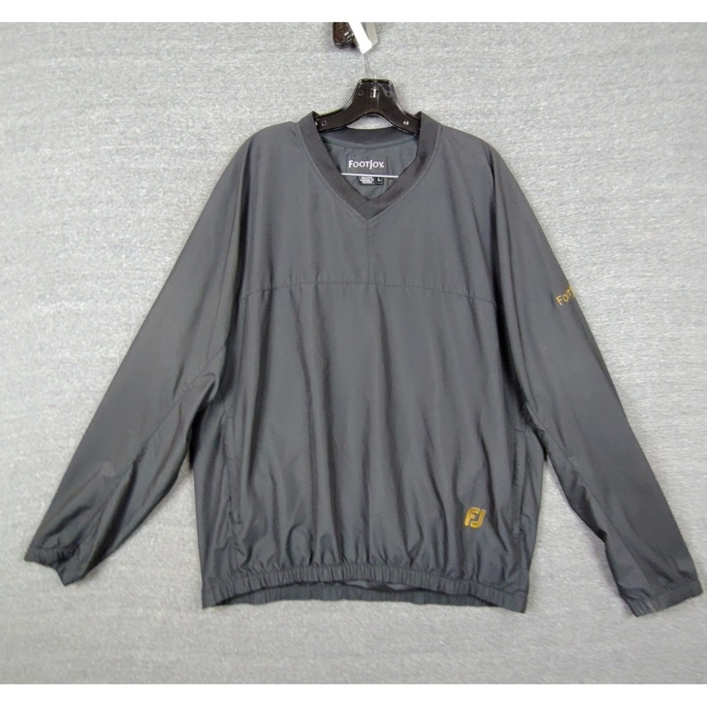 Foot Joy Mens Jacket L Black Lined Windbreaker Pullover Golf Country Club Preppy